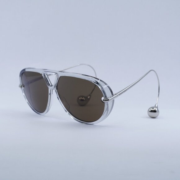 Bottega Veneta BV1273S 009 Sunglasses Grey Geometric Frame, Brown Lenses main image 9